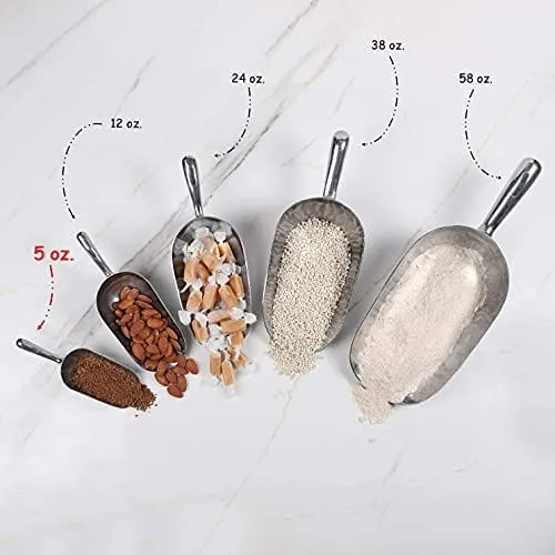 Cast Aluminum Utility Scoop - 5 oz. - Round Bottom, ice scoop For Multi-Purpose Use, With Finger Groove Handle (5 oz.)