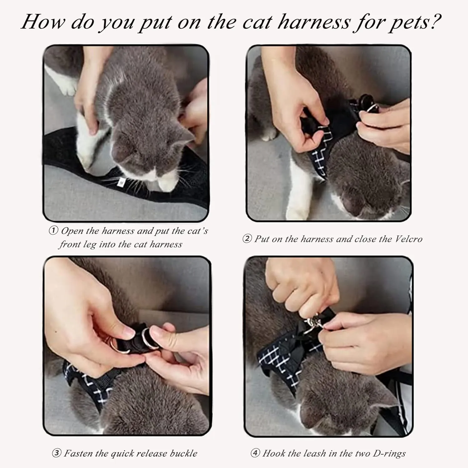 Cat Harness and Leash Escape Proof,Breathable Soft Kittens Vest for Cats Dogs, Escape Proof with Bell and Bow-Knot Decoration Christmas 