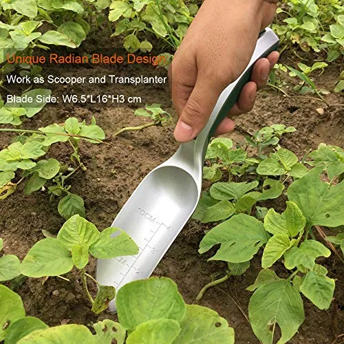 CFCT Bend-Proof Garden Trowel Tools with Sharp Edge, Rust Proof Small Gardening Hand Shovel, One-piece Aluminum Transplanter with Grading Mark, Lightweight Comfortable Ergonomic Handle