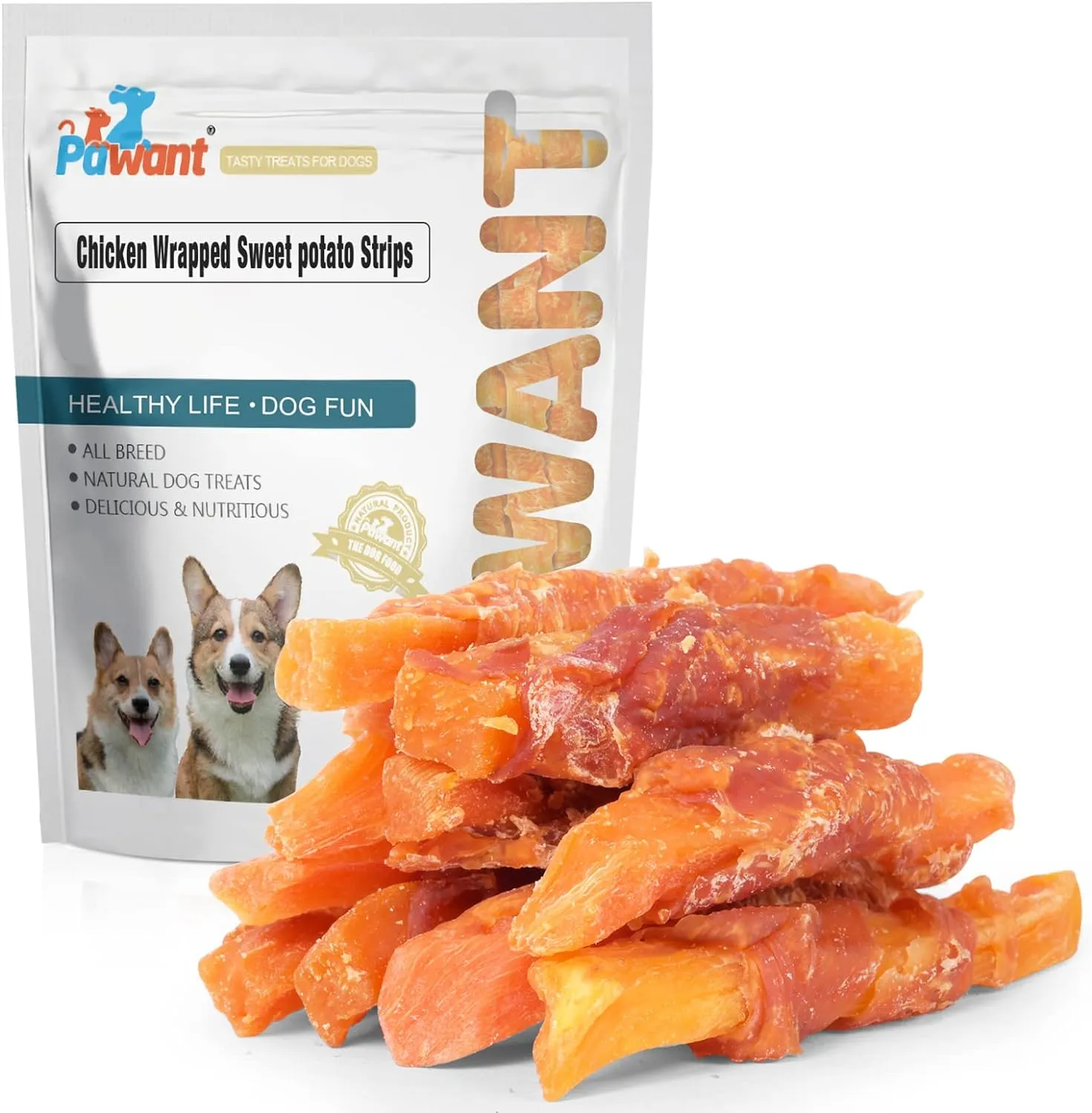 Chicken Wrapped Sweet Potato Dog Treats, Puppy Training Snacks, Rawhide Free 2lb