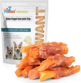 Chicken Wrapped Sweet Potato Dog Treats, Puppy Training Snacks, Rawhide Free 2lb