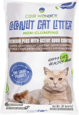 Coconut Cat Litter  Natural, Ultra-Lightweight & Biodegradable  3.5 Lb Lasts Like 40 Lb Clay  Activated Charcoal Odor Control  for Cats, Chicken Coop & Small Pets