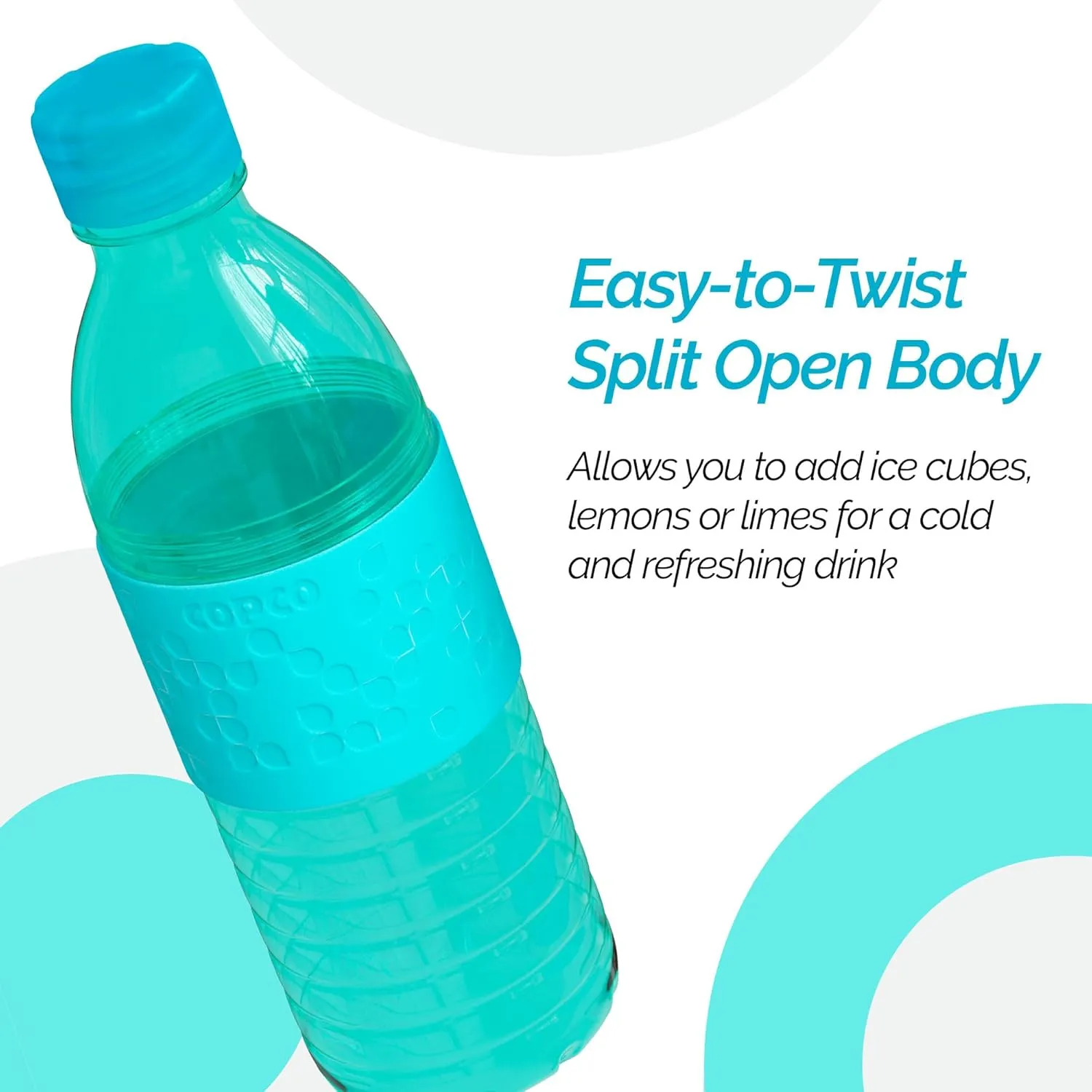 Copco Hydra 16.9oz Water Bottle, Set of 2 - Non-Slip Sleeve & BPA-Free Tritan Plastic - Dishwasher Safe, Reusable Plastic To Go Bottle - Leak-Proof, Spill-Proof, Portable Water Bottle (Aqua & Mint)