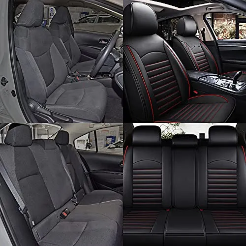 Custom fit Nissan Leaf 2011-2022 Car Seat Cover, Black Faux Full Set of Car Seat Covers with Airbag Compatible, Automotive Interior Accessories