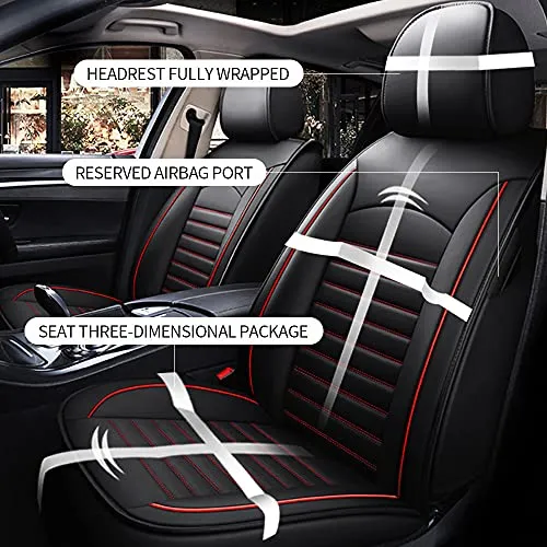 Custom fit Nissan Leaf 2011-2022 Car Seat Cover, Black Faux Full Set of Car Seat Covers with Airbag Compatible, Automotive Interior Accessories