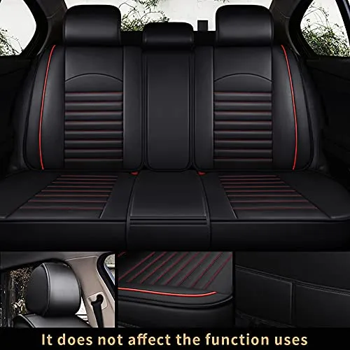 Custom fit Nissan Leaf 2011-2022 Car Seat Cover, Black Faux Full Set of Car Seat Covers with Airbag Compatible, Automotive Interior Accessories