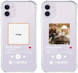 Custom Spotify Code Photo Phone Case for iPhone 11 Customized Personalized Music Player Song Plaque Image Text Picture Shockproof Protective Clear Reinforced Corners Cover Shell