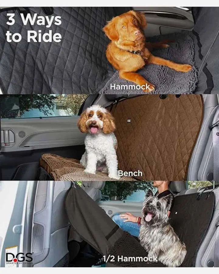 Dirty Dog 3-in-1 Seat Cover for Rear Seat - Black
