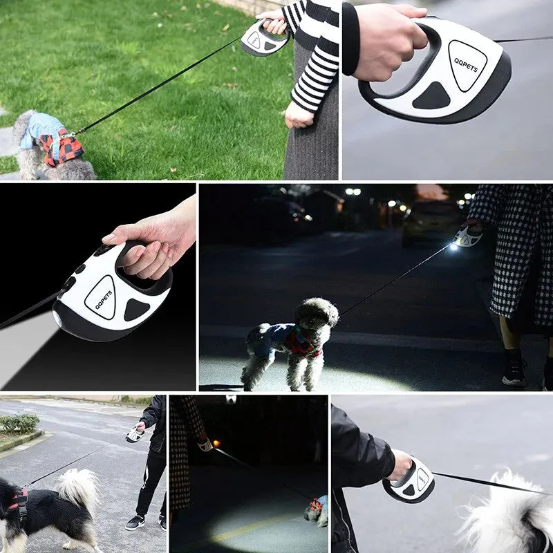 Dog Automatic Retractable Leash with LED Night Safety