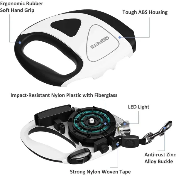 Dog Automatic Retractable Leash with LED Night Safety