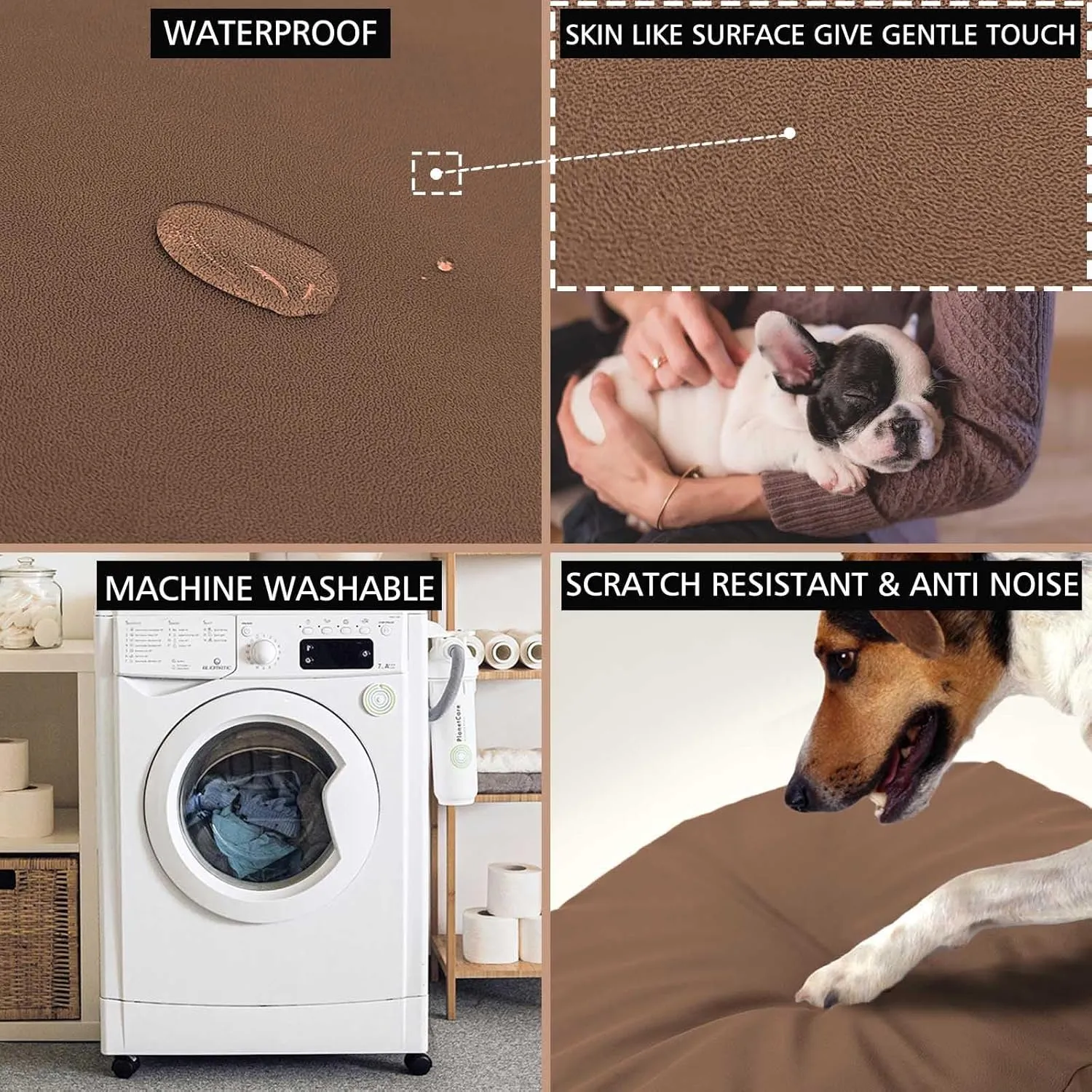 Dog Bed Cover Waterproof Replacement Machine Washable Covers for 36x27 Inch Dog Bed Heavy Duty Scratch Resistant Mattress Protector Pet Bed Cover Only Brown