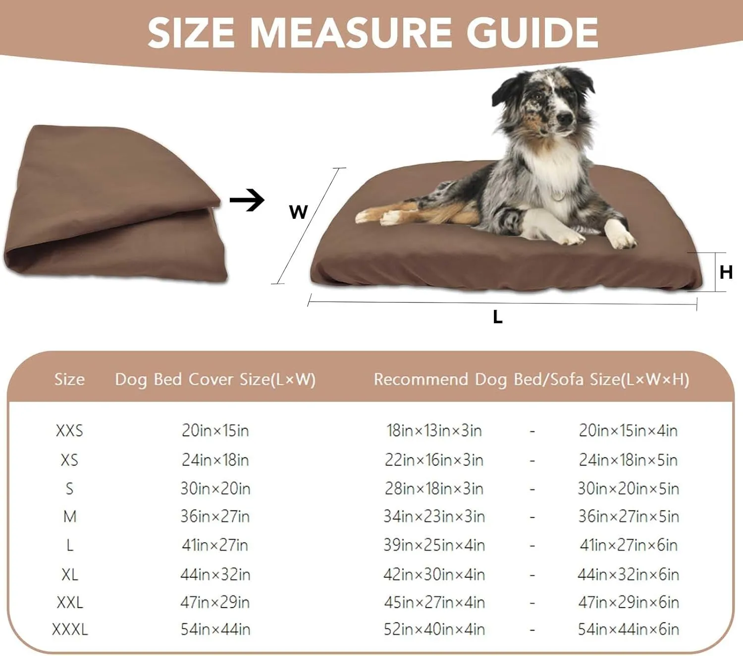 Dog Bed Cover Waterproof Replacement Machine Washable Covers for 36x27 Inch Dog Bed Heavy Duty Scratch Resistant Mattress Protector Pet Bed Cover Only Brown