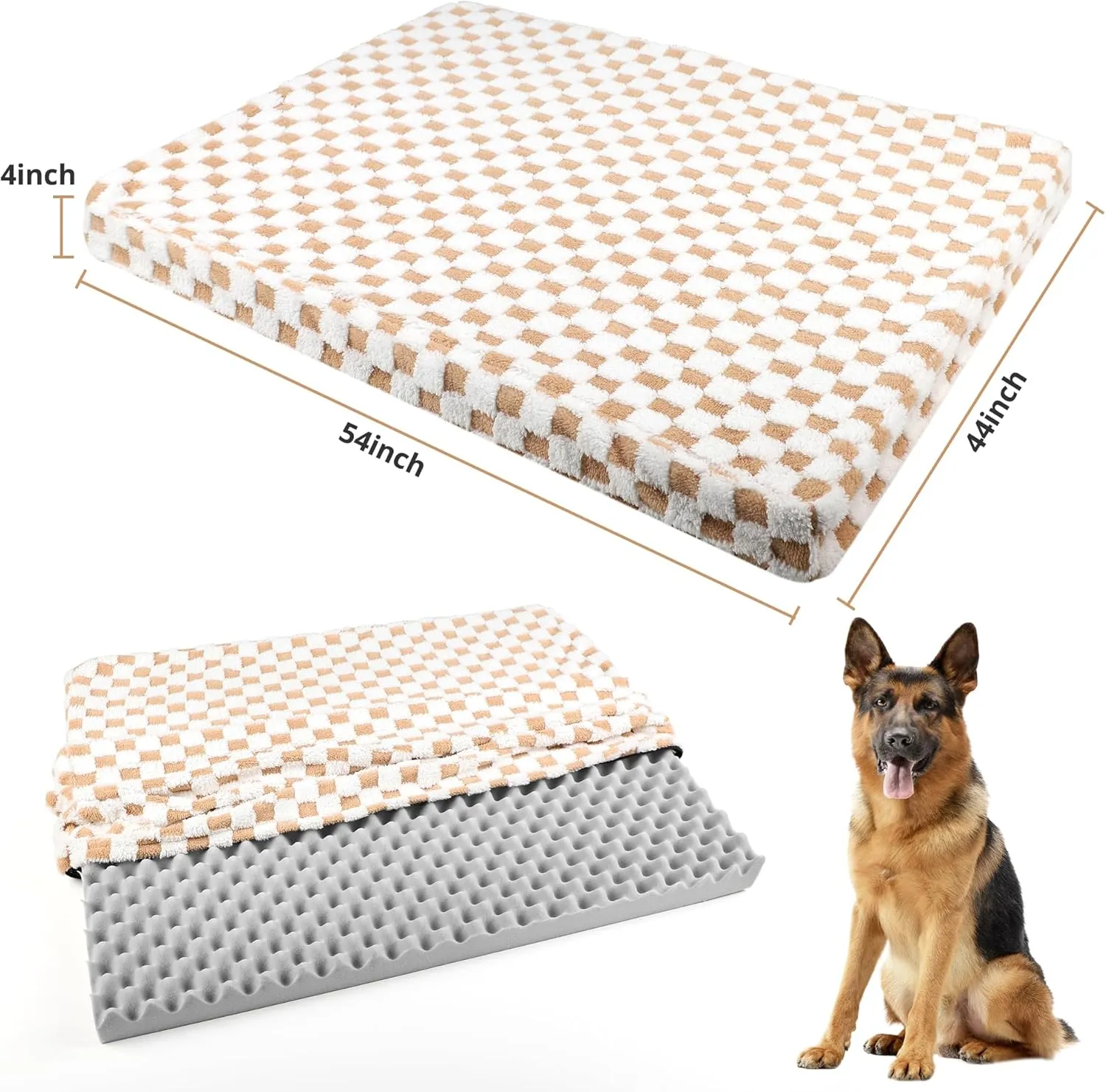 Dog Bed Covers Replacement Washable Pet Hair Easy to Remove, Waterproof Dog Bed Covers Noiseless Quilted, Pet Bed Cover Checkerboard Print, Puppy Bed Cover 44"x54"Inches for Dog Cat