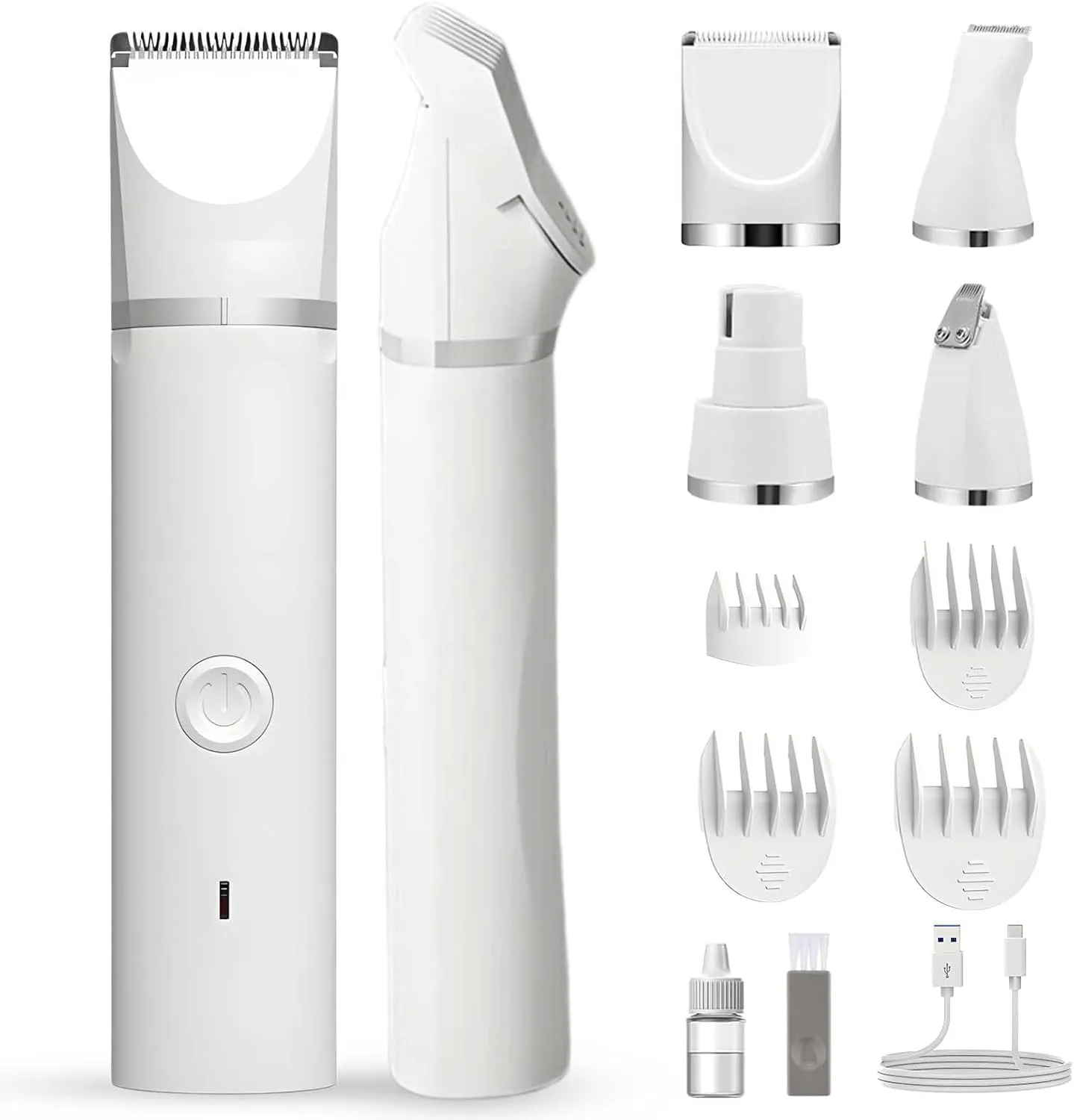 Dog Clippers Grooming Kit, 4 in 1 Cordless Electric Trimmer with Nail Grinder, Dog Paw Trimmer with Low Noise USB Pet Clippers for Dogs Cat,Grooming Paws, Eyes, Ears, Face,Matted Hair (1 Pack)