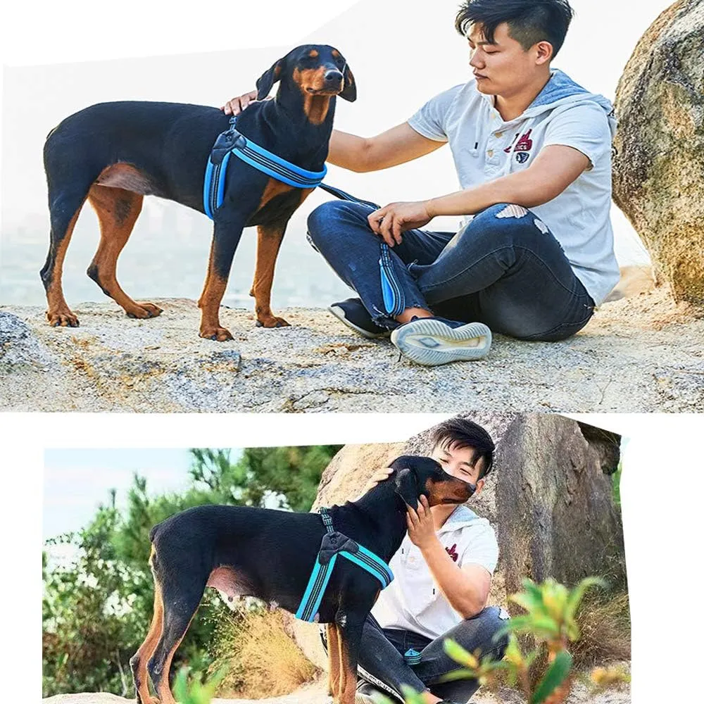 Dog Harness No Pull Ultra Soft Breathable Padded Pet Harness 2 Adjustable Botton, 3M Reflective Pet Harness for Dogs Easy Control for Small Medium Large Dogs (M, Bright Orange)