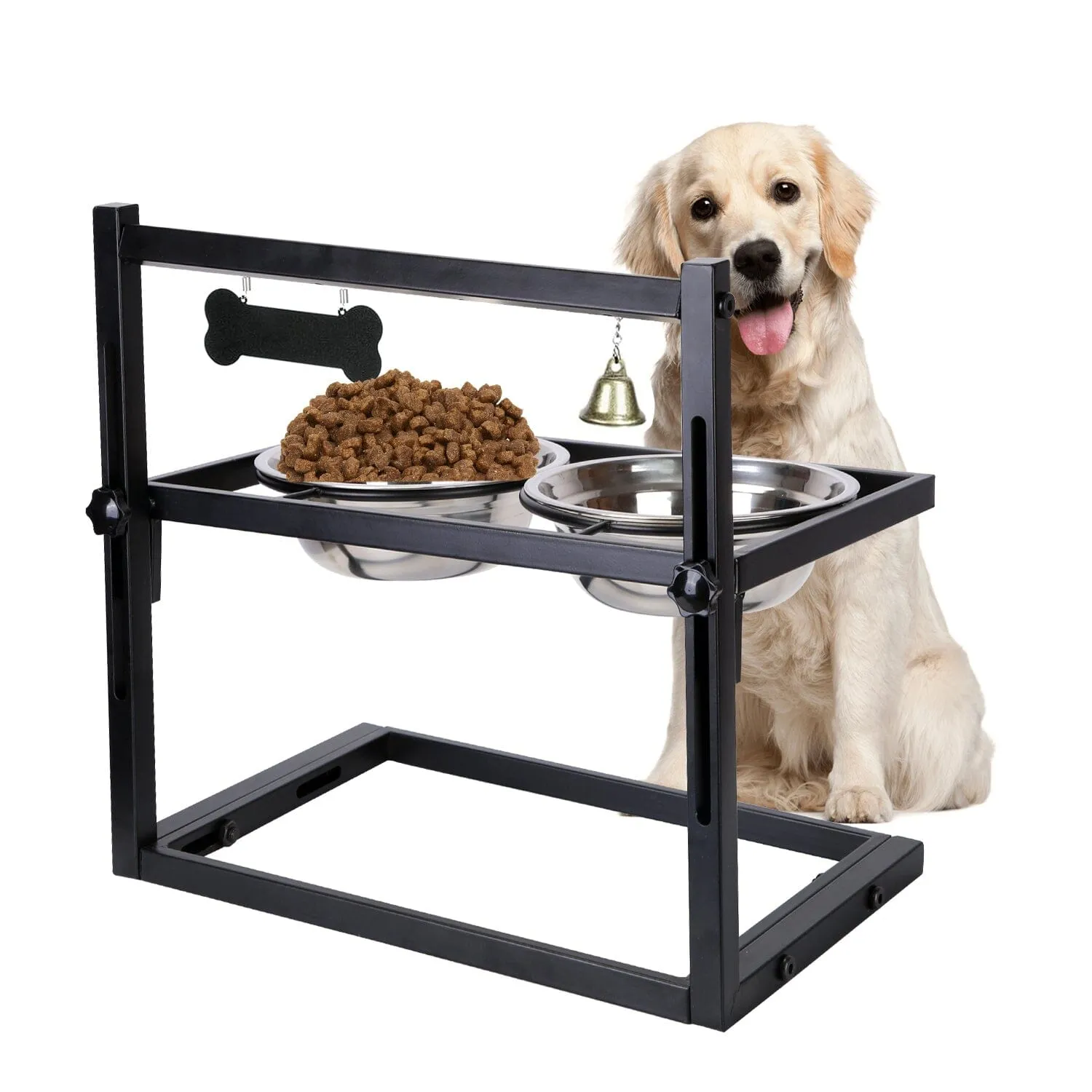 Dog Raised Bowls with Adjustable Height Stainless Steel