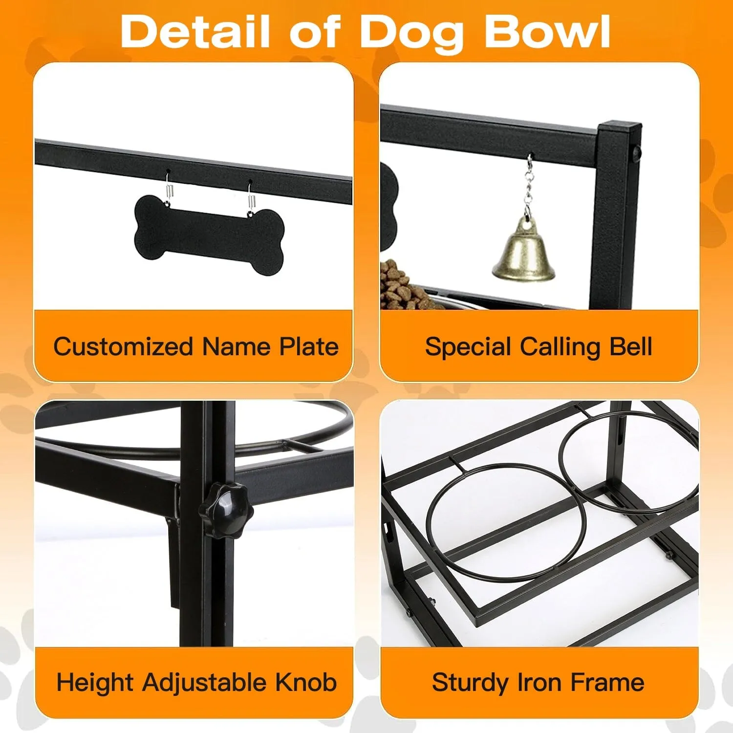 Dog Raised Bowls with Adjustable Height Stainless Steel