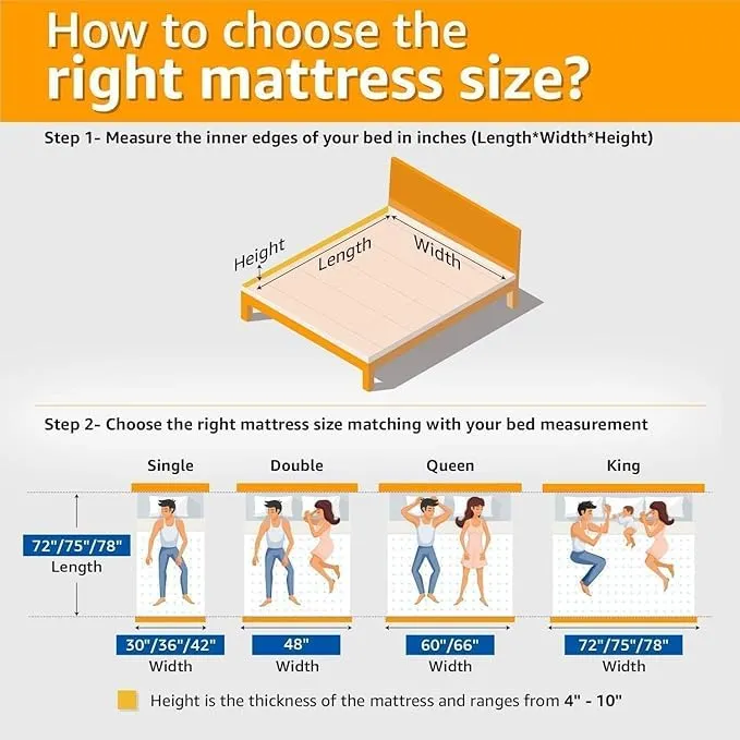 Dr. Smith | King Size | Orthopedic Mattress Memory Foam Mattress, Mattress Single Bed | 6-Inch | Bed Mattress, King Size Mattress (72x70x6 Inches, Medium Firm) - Grey