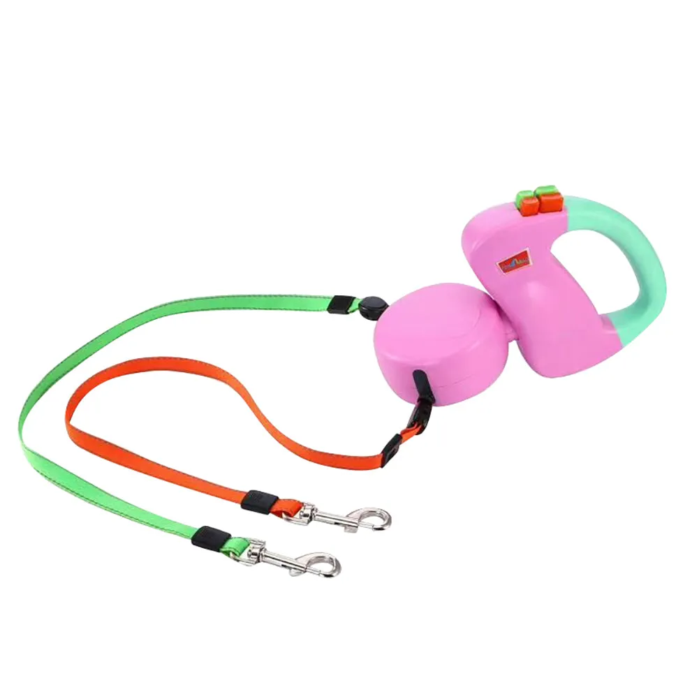 Dual Traction Ropes in One Design Auto Telescopic Puppy Dog Pet Walking Leash
