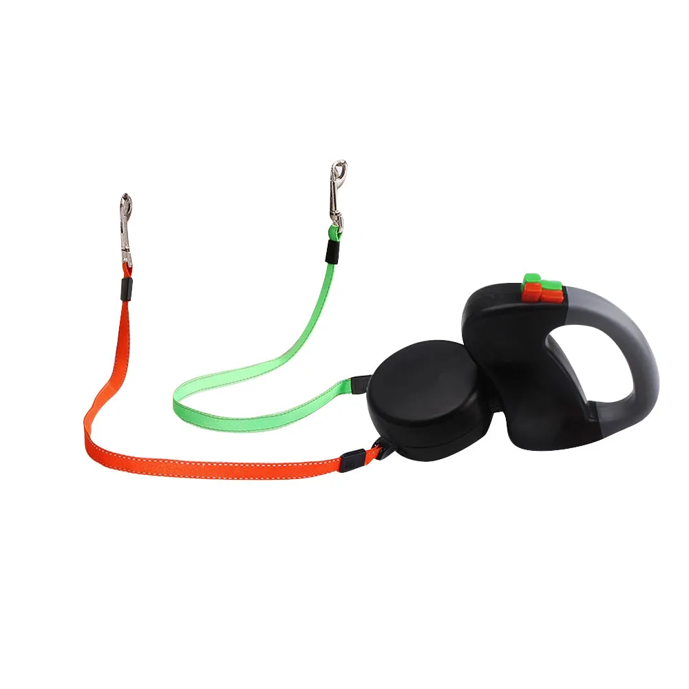 Dual Traction Ropes in One Design Auto Telescopic Puppy Dog Pet Walking Leash
