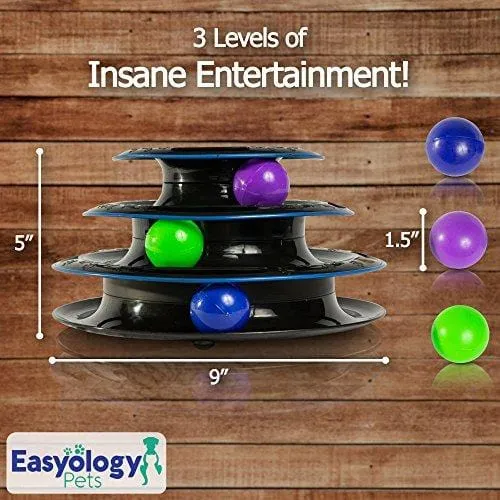 Easyology Amazing Roller Cat Toy - Cat Toys Interactive Fun with 3-Levels - Kitty Cat Charmer for Interactive Play and Exercise for Kittens - Cat Teaser Kitty Toys and Best Cat Toys