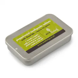 Ecoliving Peppermint Flavoured Fluoride Toothpaste Tablets - 1 Month Refillable Tin