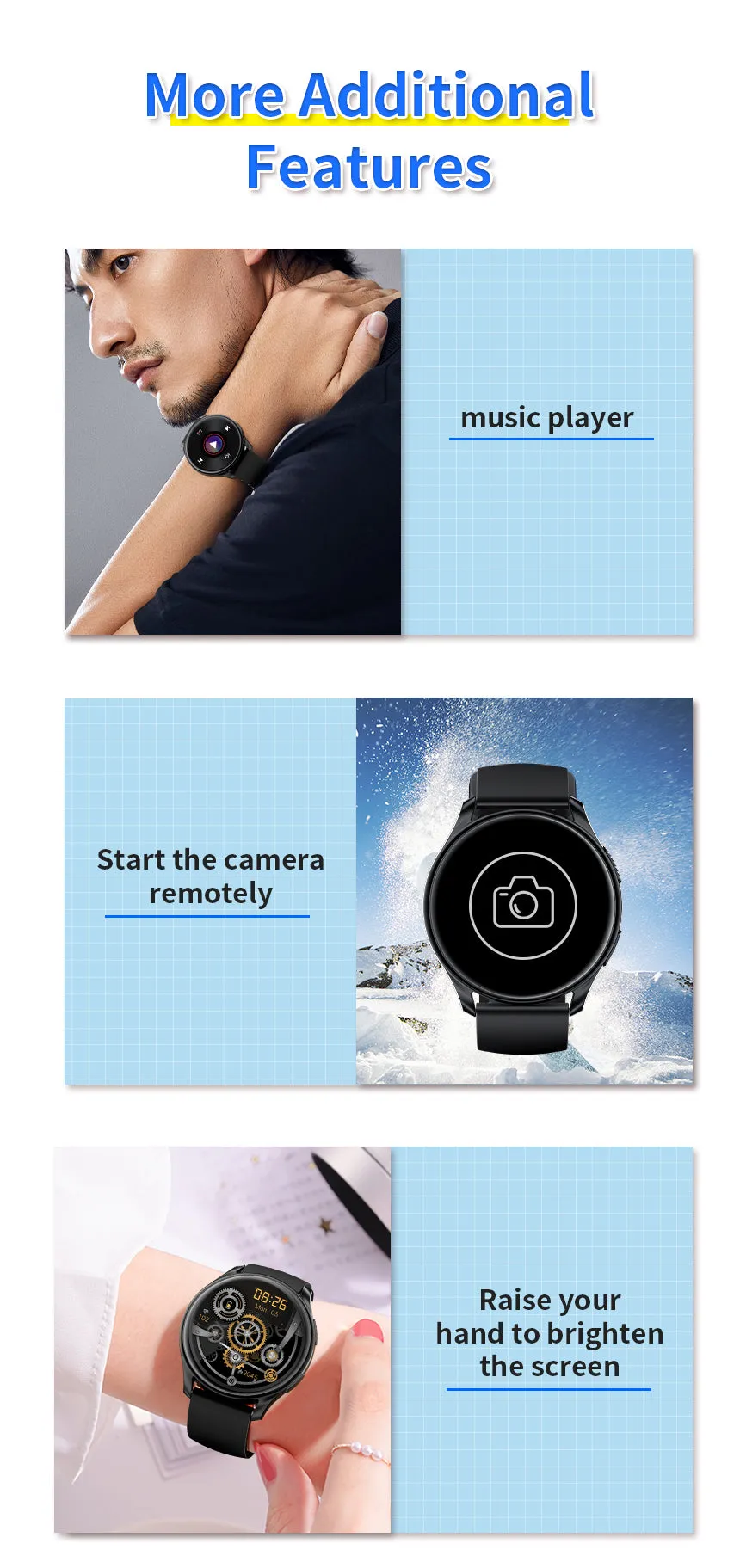 Fpogbef Smart Sport Watch for Android and IOS Phones, 1.3'' IP68 Waterproof Full Touch Fitness Activity Tracker Smart Watch with DIY Watch Face,Heart Rate,Pedometer Sleep Monitor for Men Women, Black