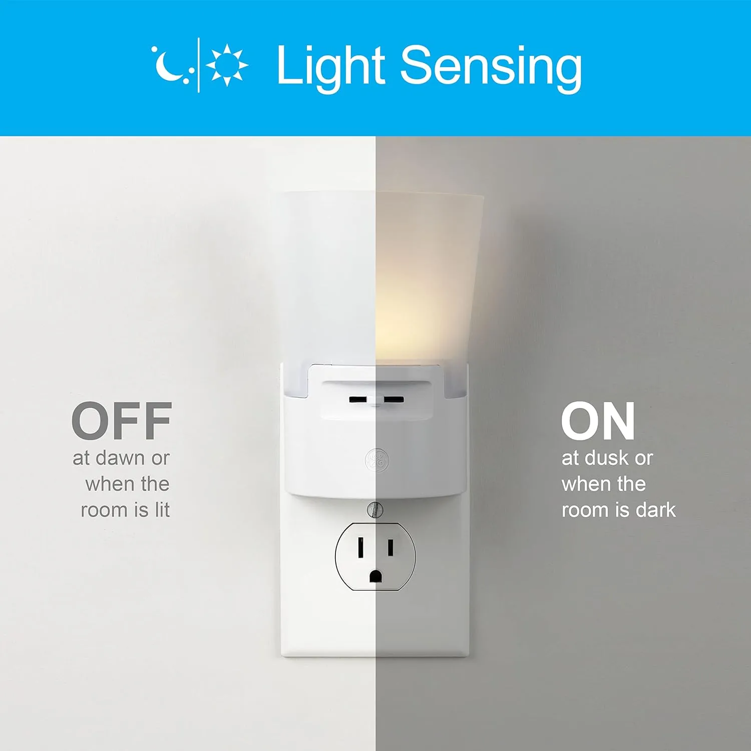 GE Ultrabrite Dimmable Sconce LED Night Light GEPlug-In, Energy Efficient, Dusk-to-Dawn Sensor, Adjustable Brightness, Ideal for Bedroom, Bathroom, Hallway, Nursery, White, 45123, 1 Pack,