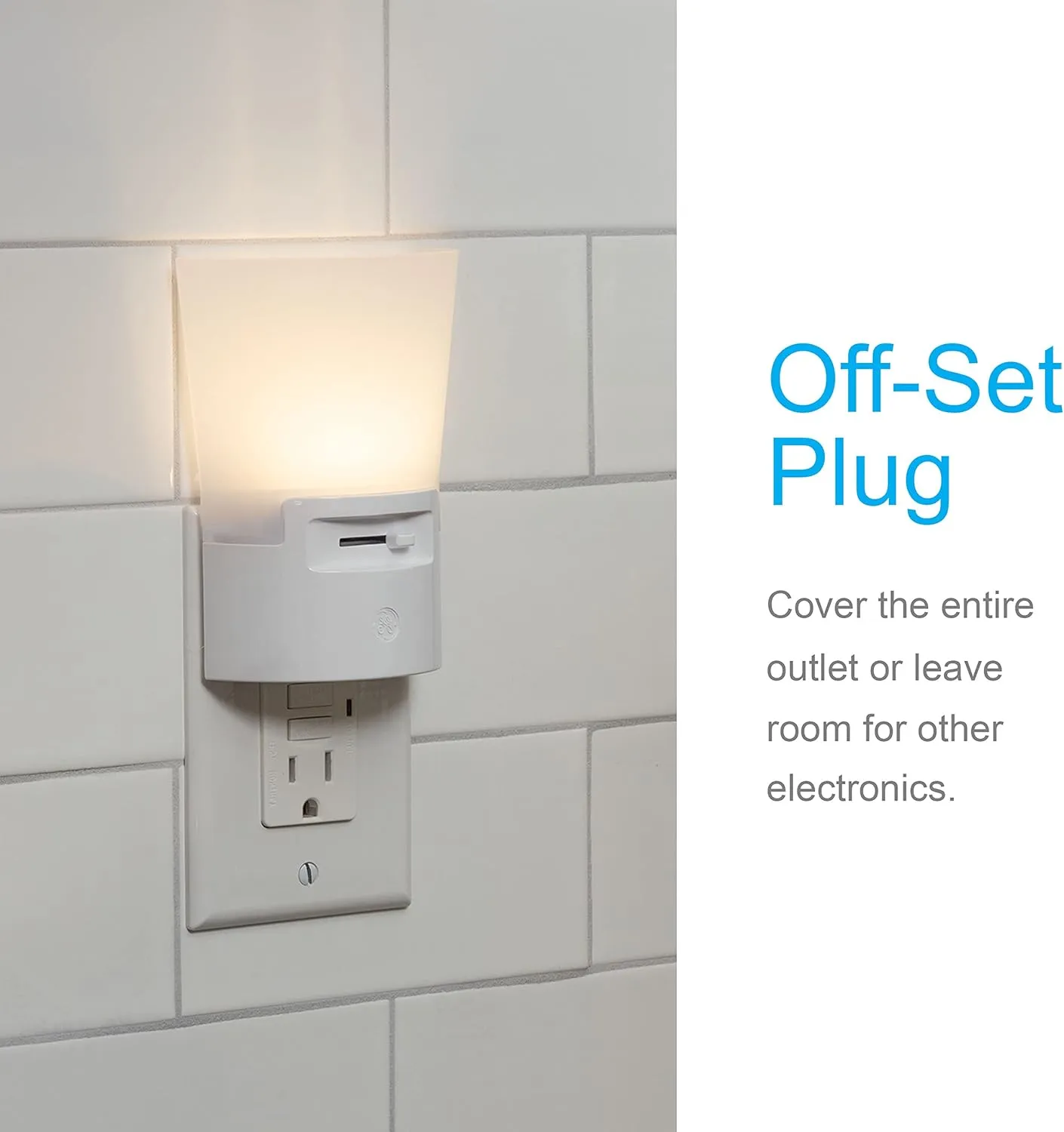 GE Ultrabrite Dimmable Sconce LED Night Light GEPlug-In, Energy Efficient, Dusk-to-Dawn Sensor, Adjustable Brightness, Ideal for Bedroom, Bathroom, Hallway, Nursery, White, 45123, 1 Pack,