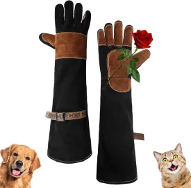 HANDLANDY 24 Inches Animal Handling Gloves Bite-Proof & Scratch-Resistant, Safe Durable Pet Gloves for Dogs, Cats, Falconry (Black, 24inch)