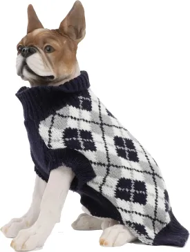 HAPEE Pet Clothes The Diamond Plaid Cat Dog Sweater,Dog Accessories,Dog Apparel,Pet Sweatshirt (Small, A01-Navy)