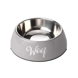 House of Paws Grey Woof Dog Bowl Medium