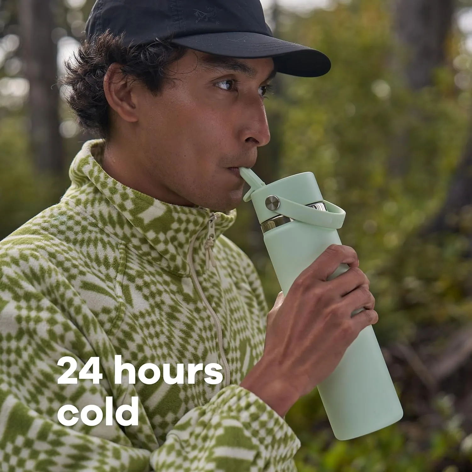 Hydro Flask Water Bottle - Insulated Stainless Steel - Wide Straw Lid, Non Spill, Leakproof in 24 Oz Aloe Green