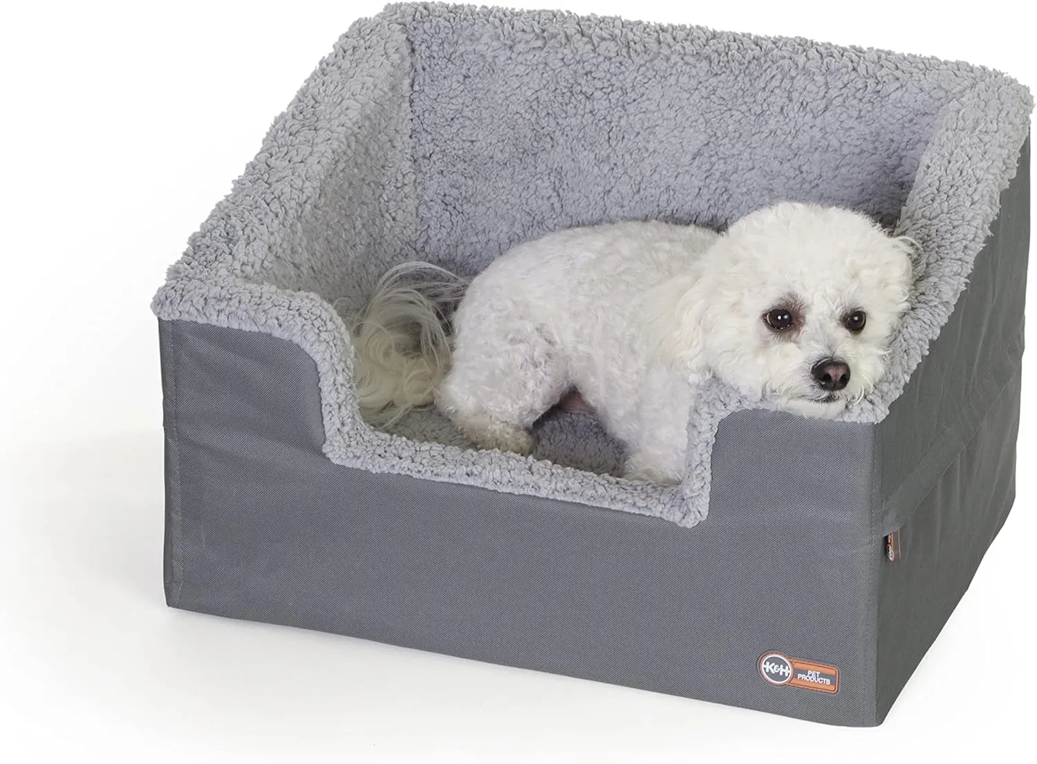 K&H Pet Products Rectangle Bucket Booster Pet Seat - Dog Booster Seat Car Seat for Dogs & Cats Collapsible Rectangle Gray/Gray Large