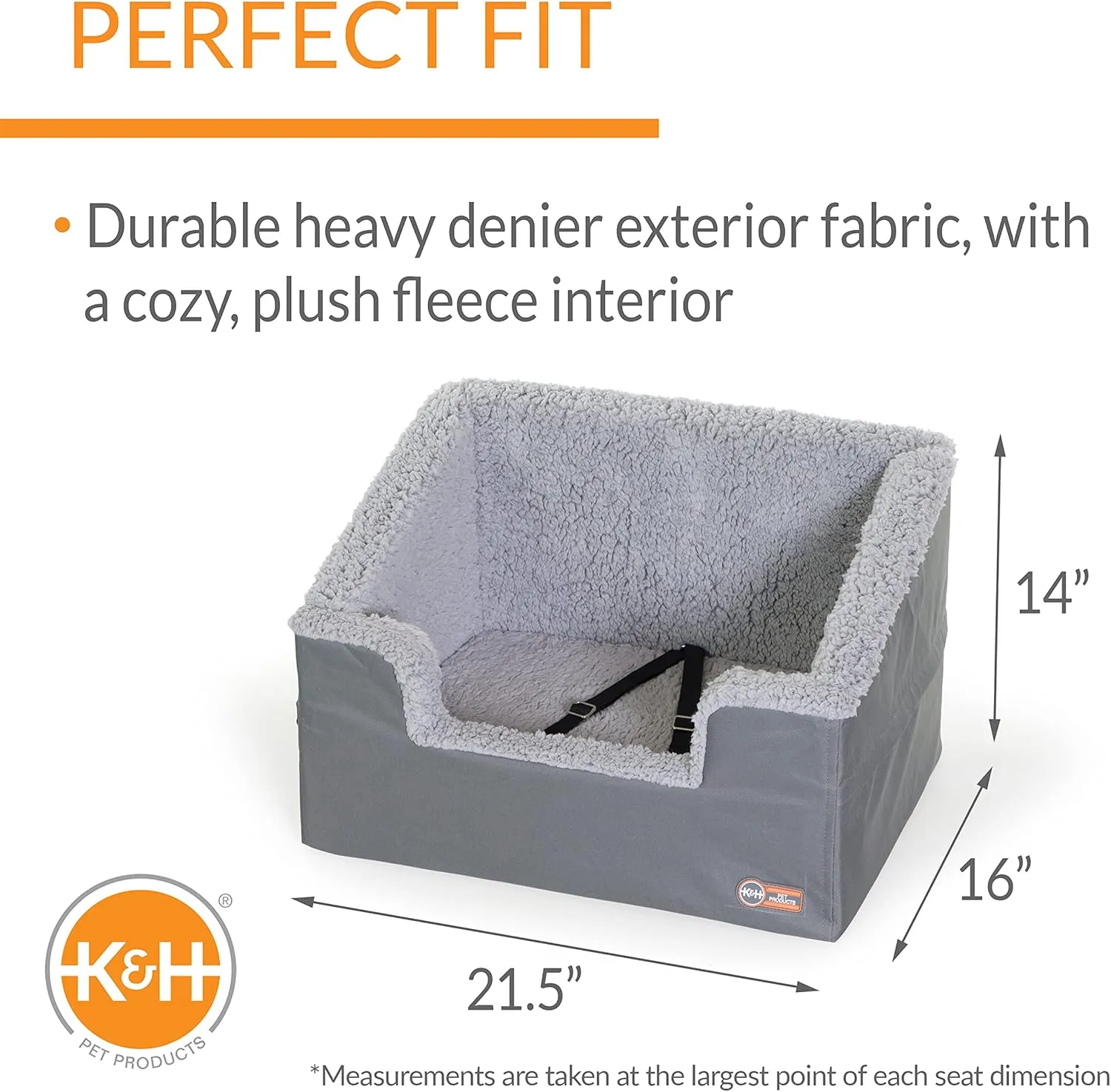 K&H Pet Products Rectangle Bucket Booster Pet Seat - Dog Booster Seat Car Seat for Dogs & Cats Collapsible Rectangle Gray/Gray Large