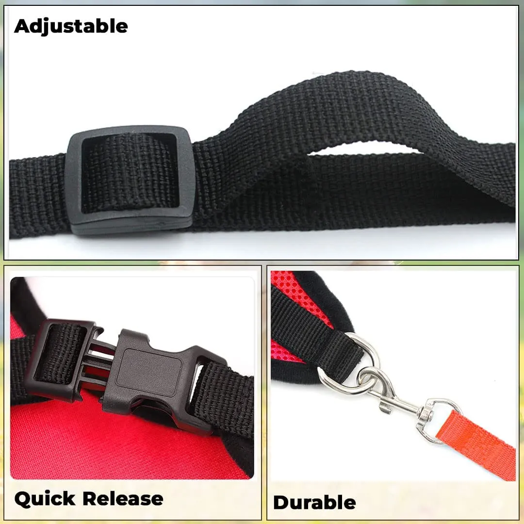 Kuber Industries Reflective Dog Harness with Adjustable Leash|Breathable Polyester Mesh Fabric with Top Carry Handle|Medium Size|HAT-818|Comfortable No-Pull Grip|Quick Release Buckles|Red (Pack of 5)