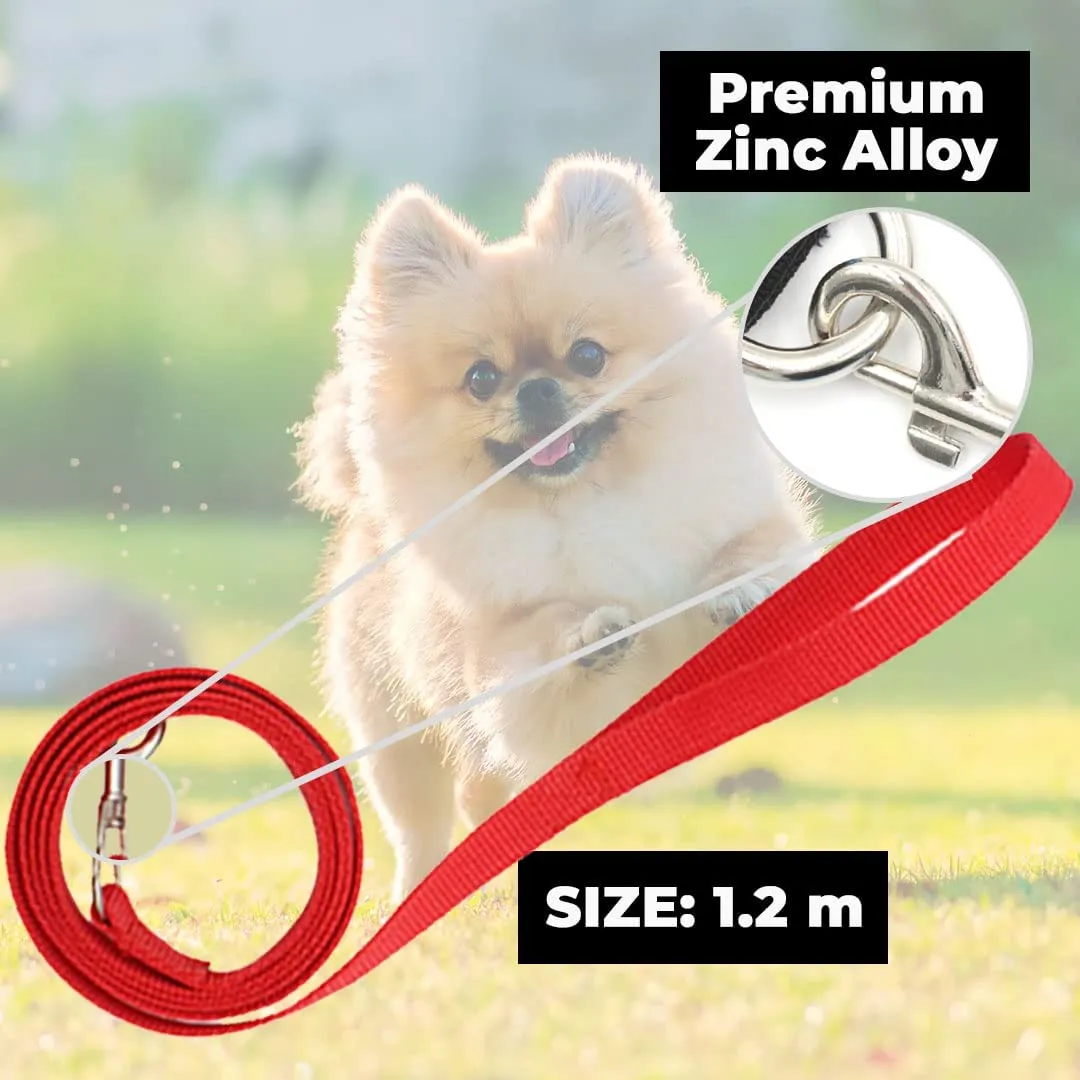 Kuber Industries Reflective Dog Harness with Adjustable Leash|Breathable Polyester Mesh Fabric with Top Carry Handle|Medium Size|HAT-818|Comfortable No-Pull Grip|Quick Release Buckles|Red (Pack of 5)