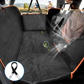 Lantoo Dog Seat Cover, Car Back Seat Cover for Dogs Pets w/Mess Vent Window & Front Zipper, Waterproof Pet Seat Cover Hammock w/Side Flap for Car Truck SUV