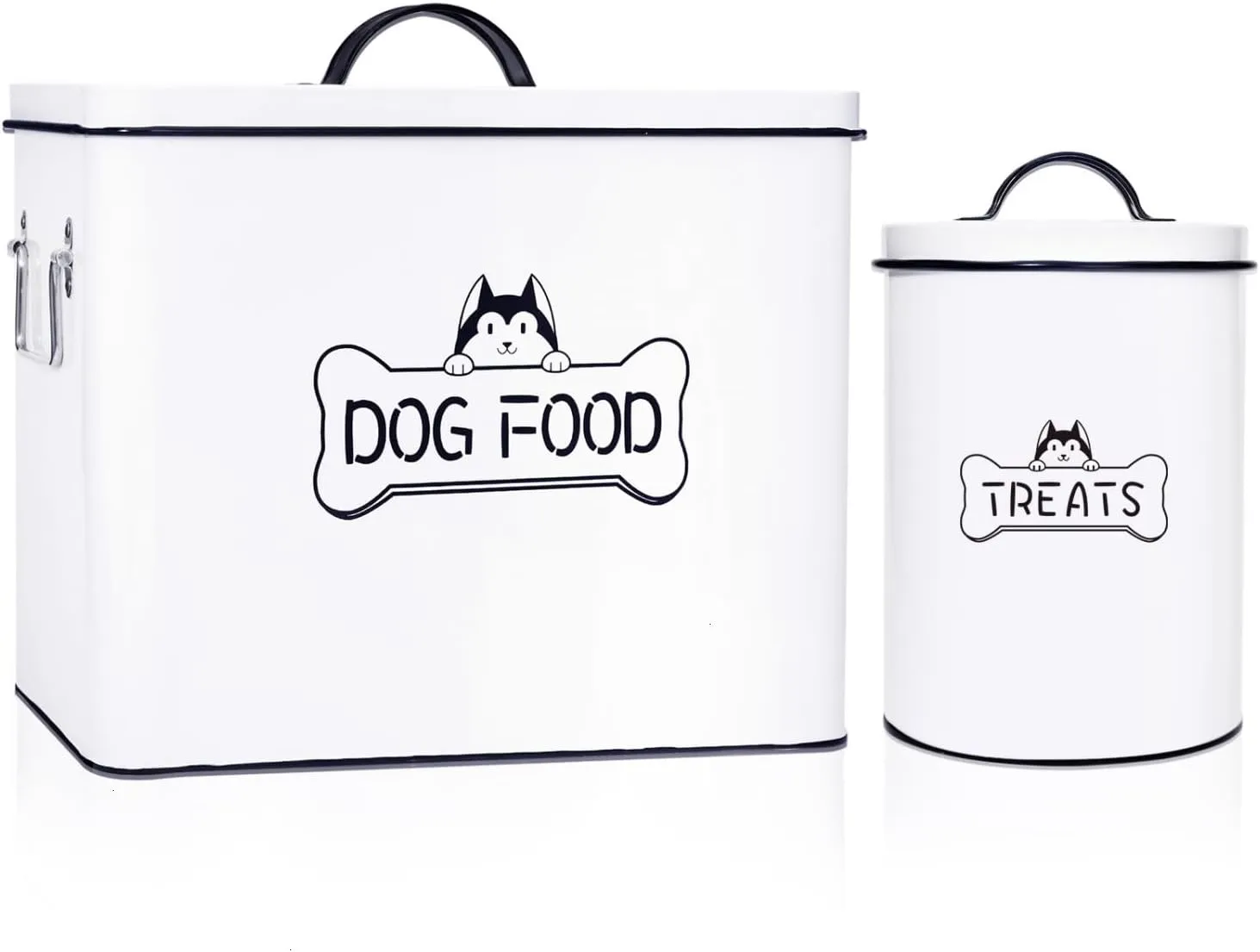 Large Dog Food Storage Container Set - Farmhouse Airtight Dog Treat Container for Kitchen Counter, Dog Food Container with handles and Serving Scoop, Great Gift for Pet Owners