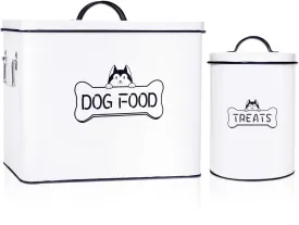 Large Dog Food Storage Container Set - Farmhouse Airtight Dog Treat Container for Kitchen Counter, Dog Food Container with handles and Serving Scoop, Great Gift for Pet Owners