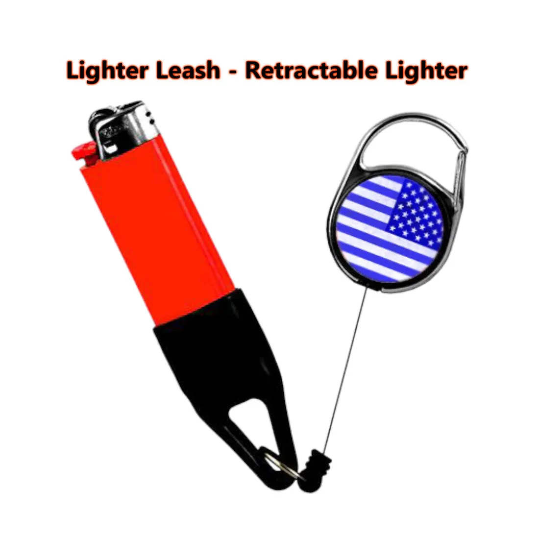 Lighter Leash Retractable Lighter Holder Back the Blue Flag Standard Size(1)