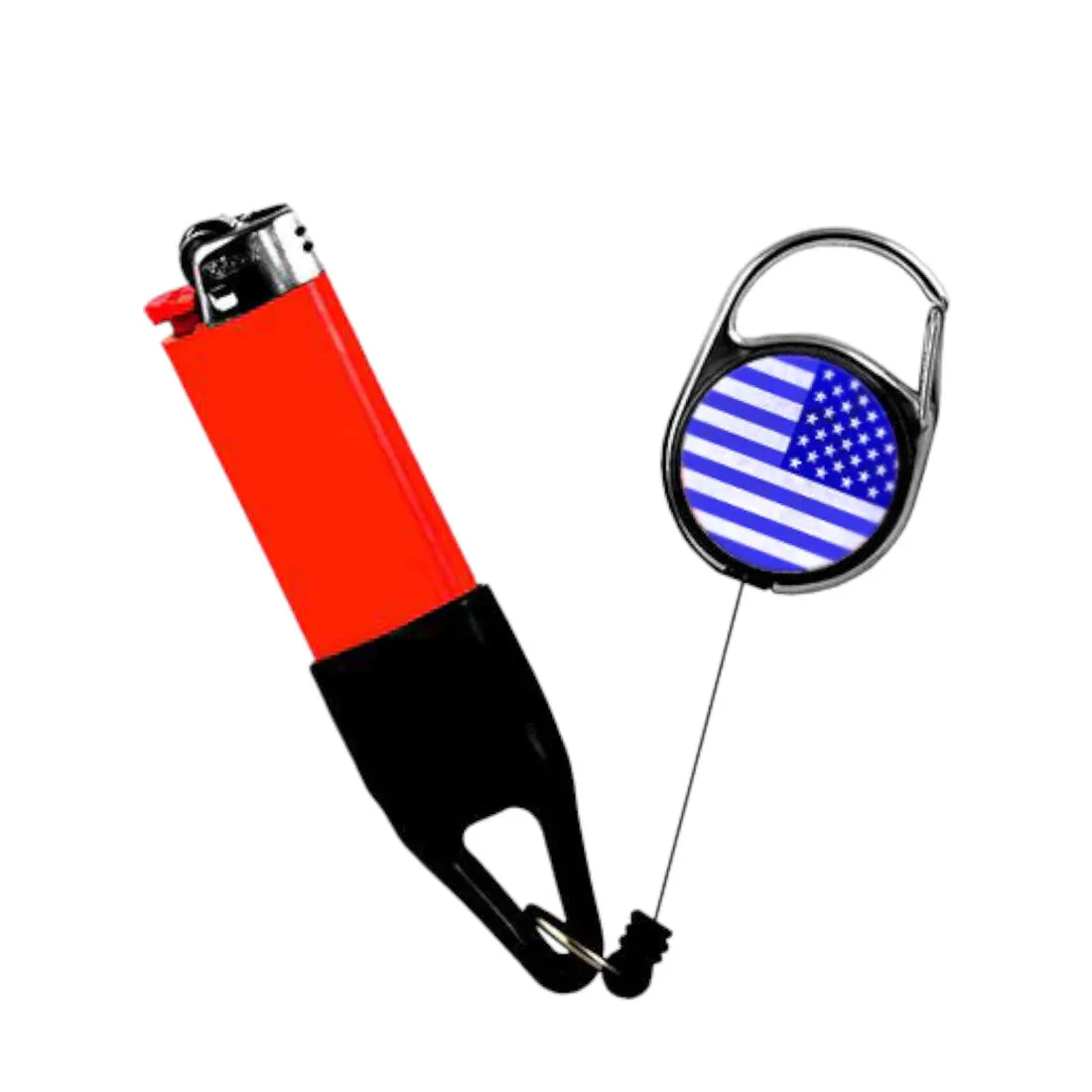 Lighter Leash Retractable Lighter Holder Back the Blue Flag Standard Size(1)
