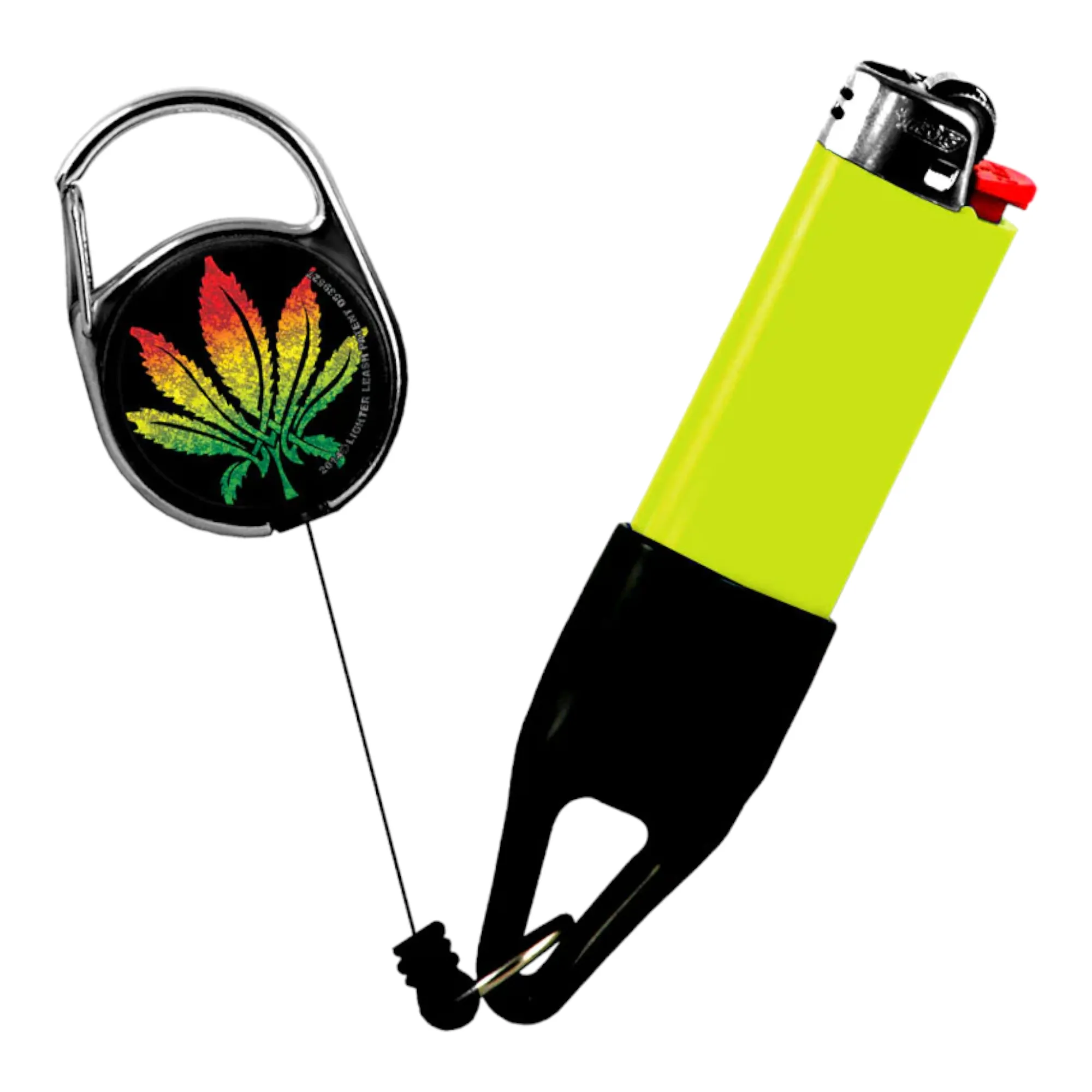 Lighter Leash Retractable Lighter Holder -  Rasta Series - Standard Size