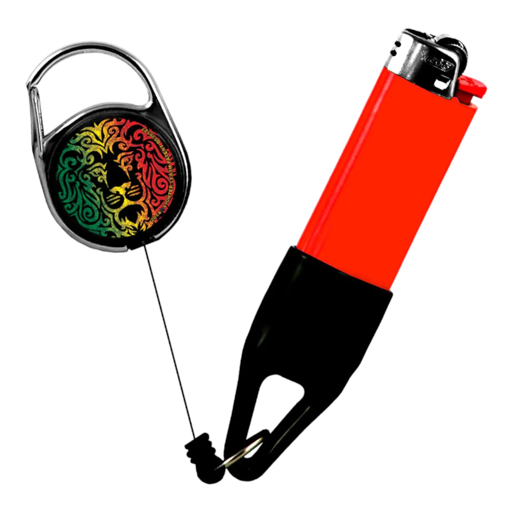 Lighter Leash Retractable Lighter Holder -  Rasta Series - Standard Size