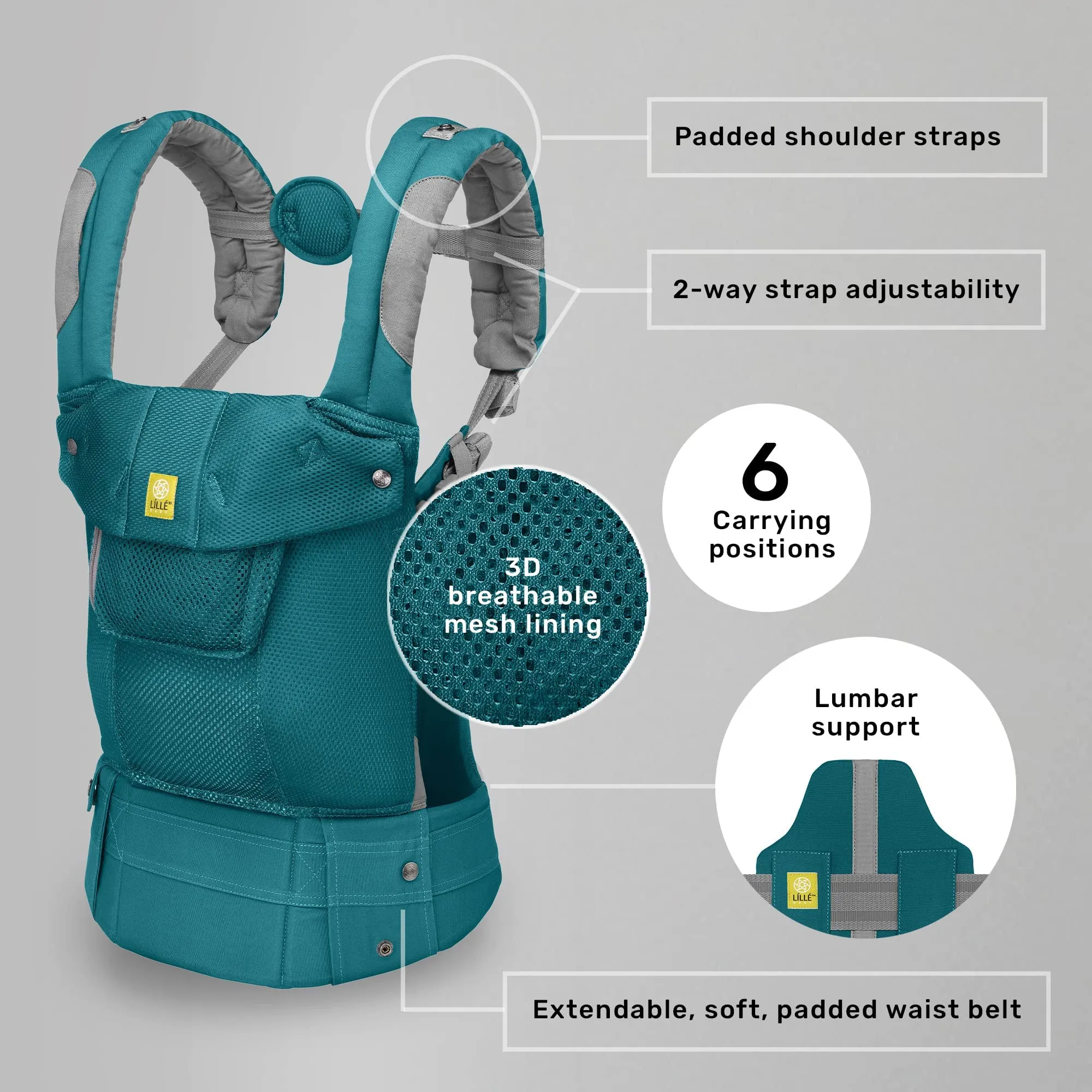 LILLEbaby Complete Airflow Ergonomic 6-in-1 Frosted Leopard Carrier Ages 0-3