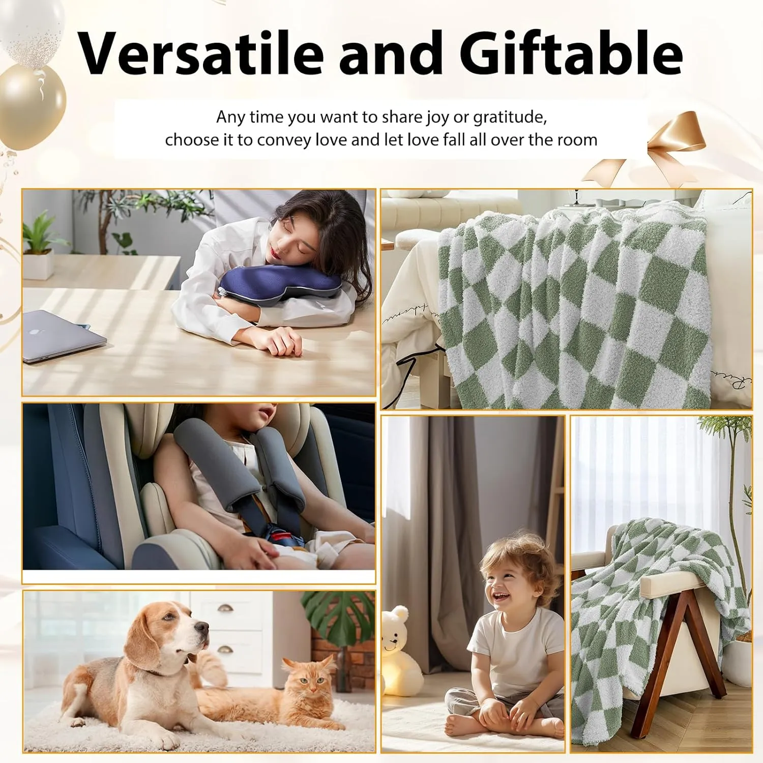 LURKA Checkered Bed Throw Blanket - Soft Cozy Fluffy Throw Blankets for Couch, Sofa, Chair, Bed, Picnic, Travel - Lightweight and Warm Bedding Decor (Green, Throw(50"x60"))