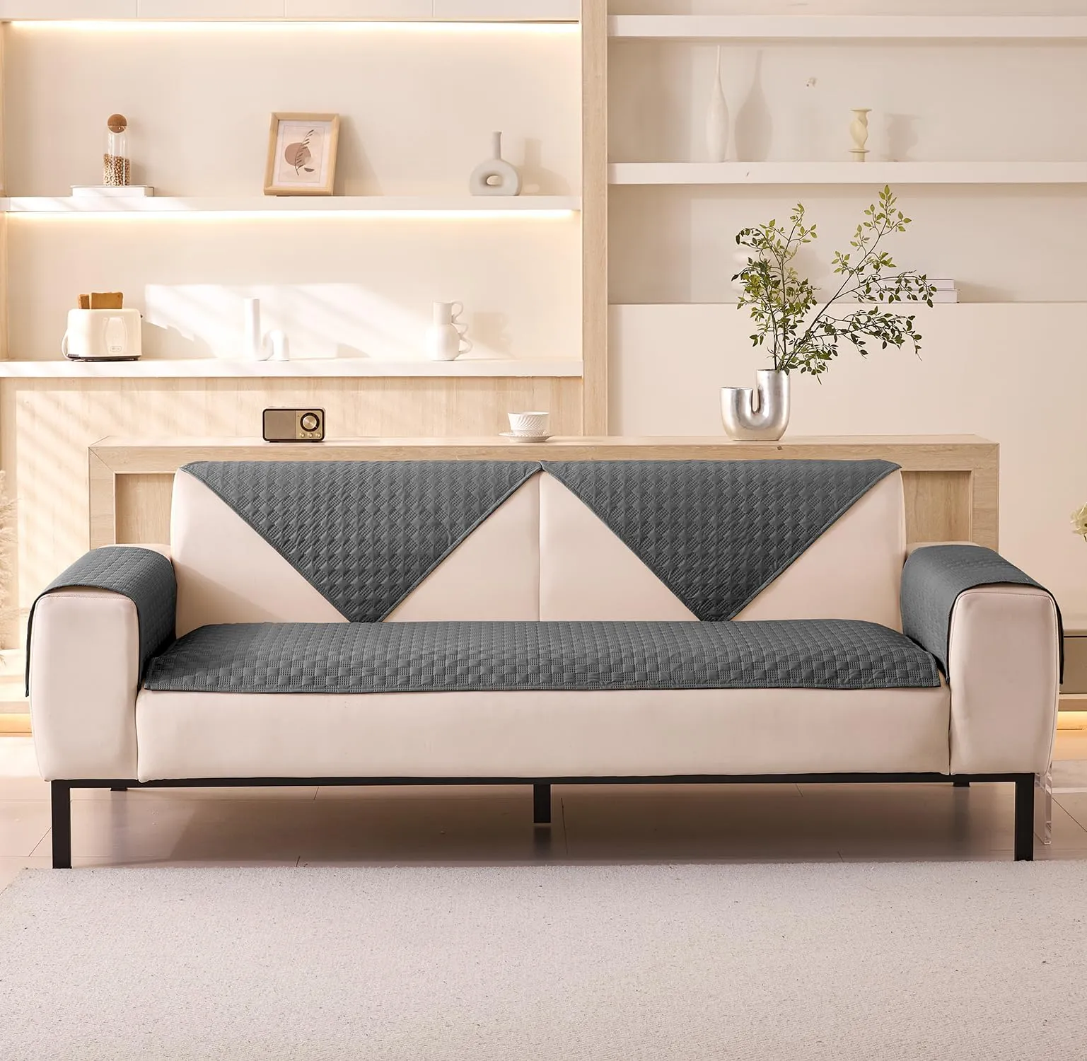 Luxury Waterproof Sofa Cover 1/2/3/4/5 Seater (Charcoal)