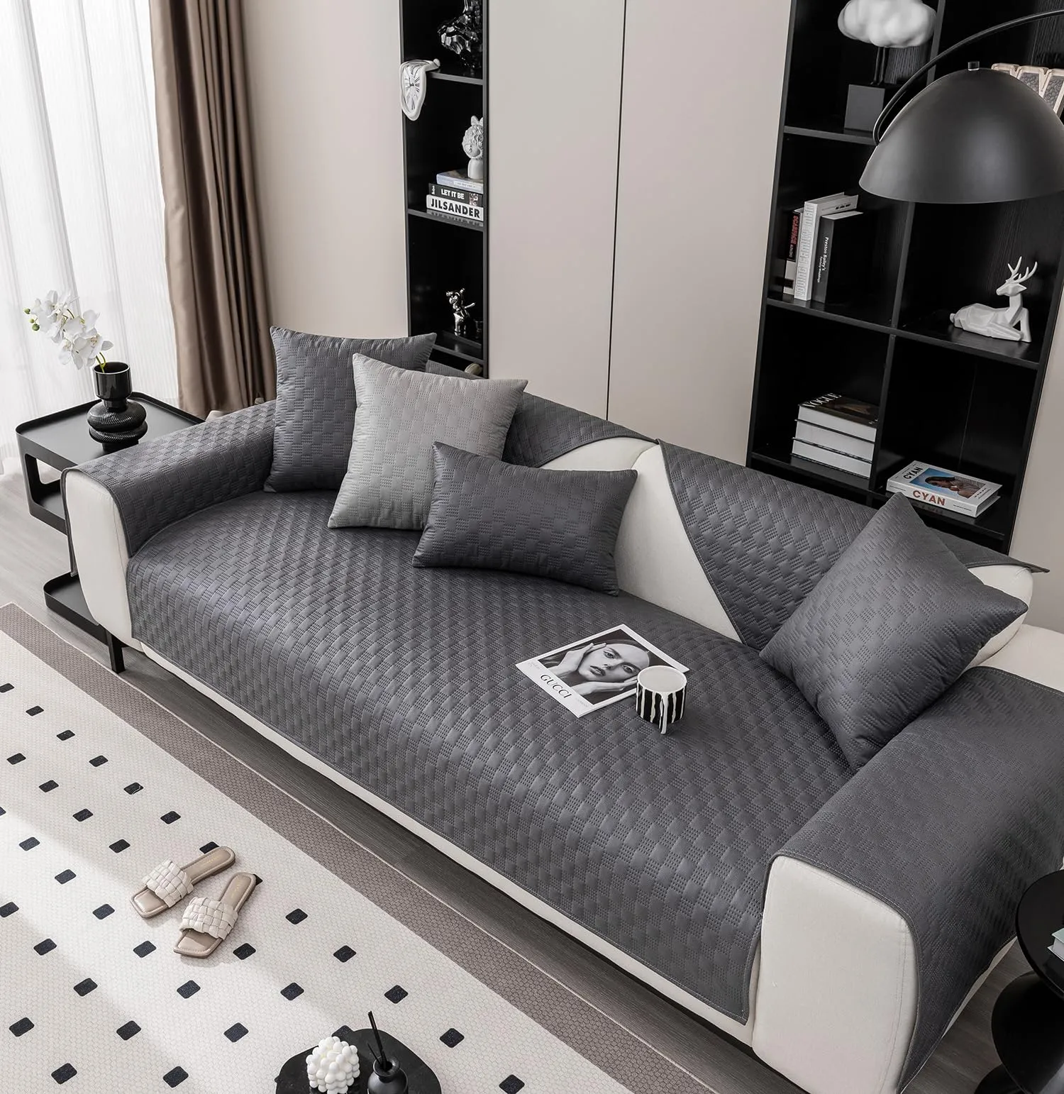 Luxury Waterproof Sofa Cover 1/2/3/4/5 Seater (Charcoal)