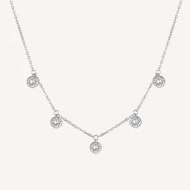 Multi-Station Crystal Drop Necklace in Stainless Steel