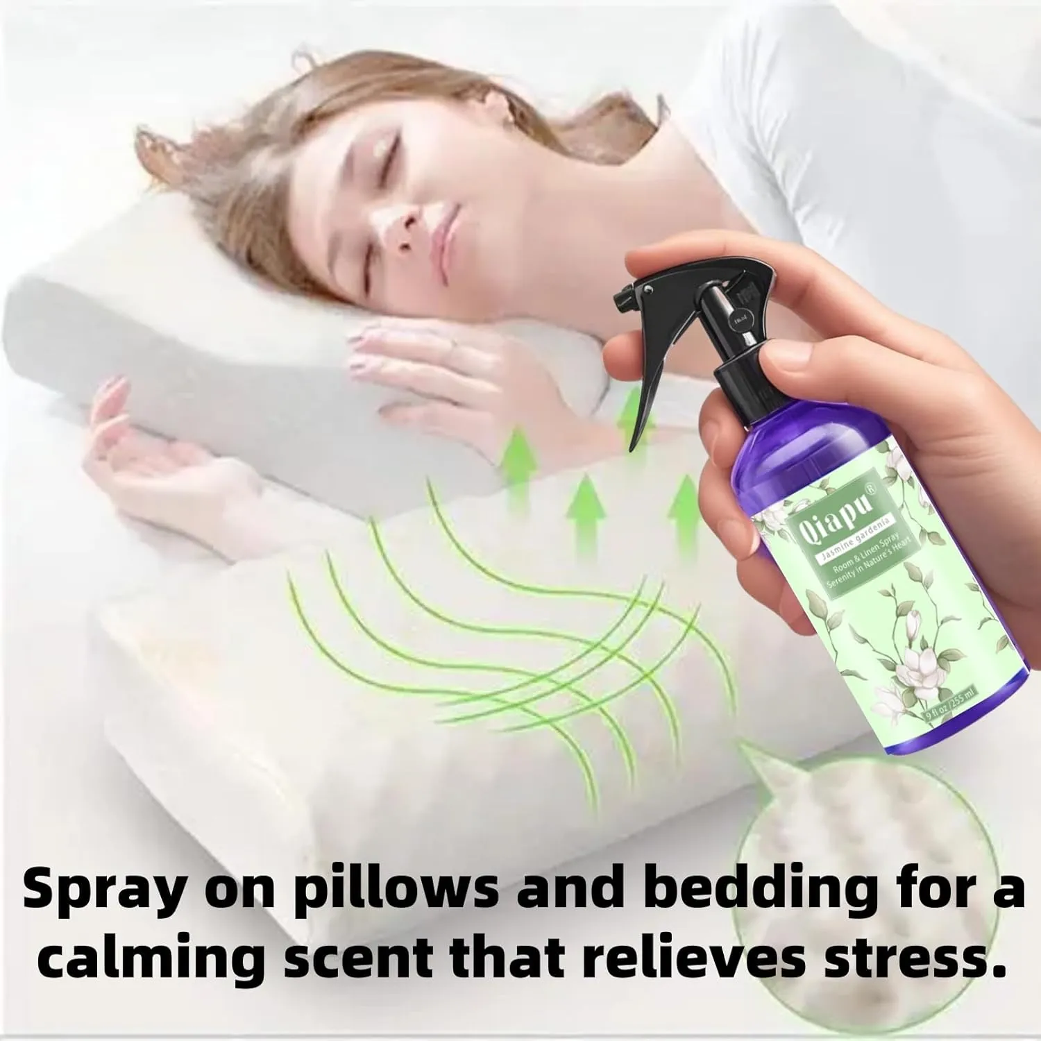 Natural Bedroom Linen Spray | Gardenia & Jasmine Scented Room Mist with Plant Extracts for Sheets, Pillows & Curtains  9oz